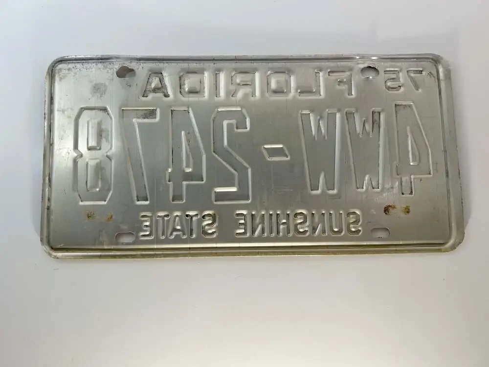 Vintage 1975 Florida License Plate Tag Orange number letter Sunshine State